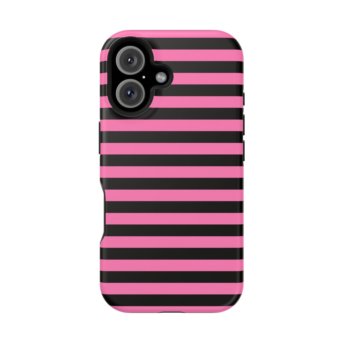 Pink and Black Stripes Tough iPhone Case