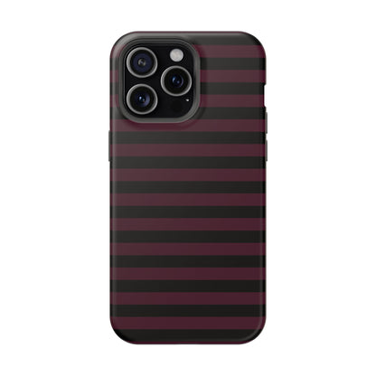 Burgundy and Black Stripes MagSafe Tough iPhone Case