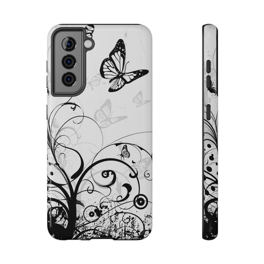 Black and White Butterflies Tough Samsung Case