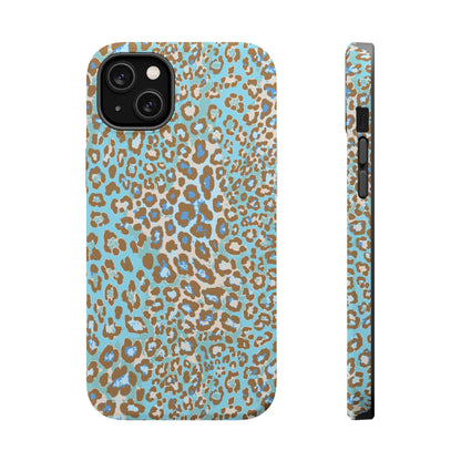 Faded Blue Leopard MagSafe Tough iPhone Case