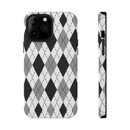 Monochrome Argyle MagSafe Tough iPhone Case
