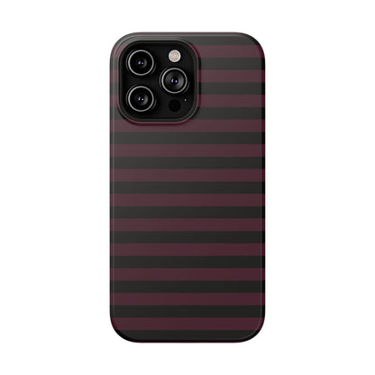 Burgundy and Black Stripes MagSafe Tough iPhone Case