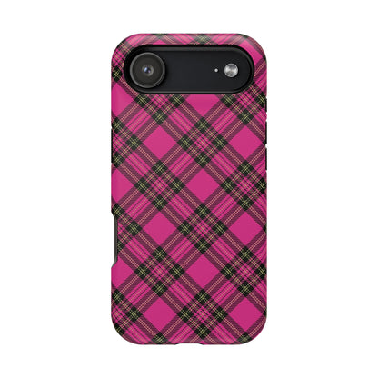 Pink Tartan MagSafe Tough iPhone Case