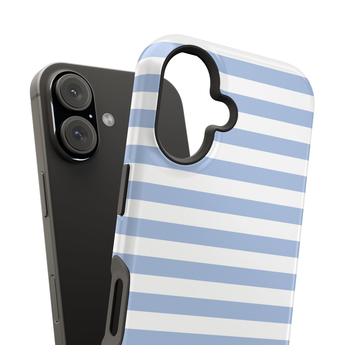 White and Blue Stripes MagSafe Tough iPhone Case
