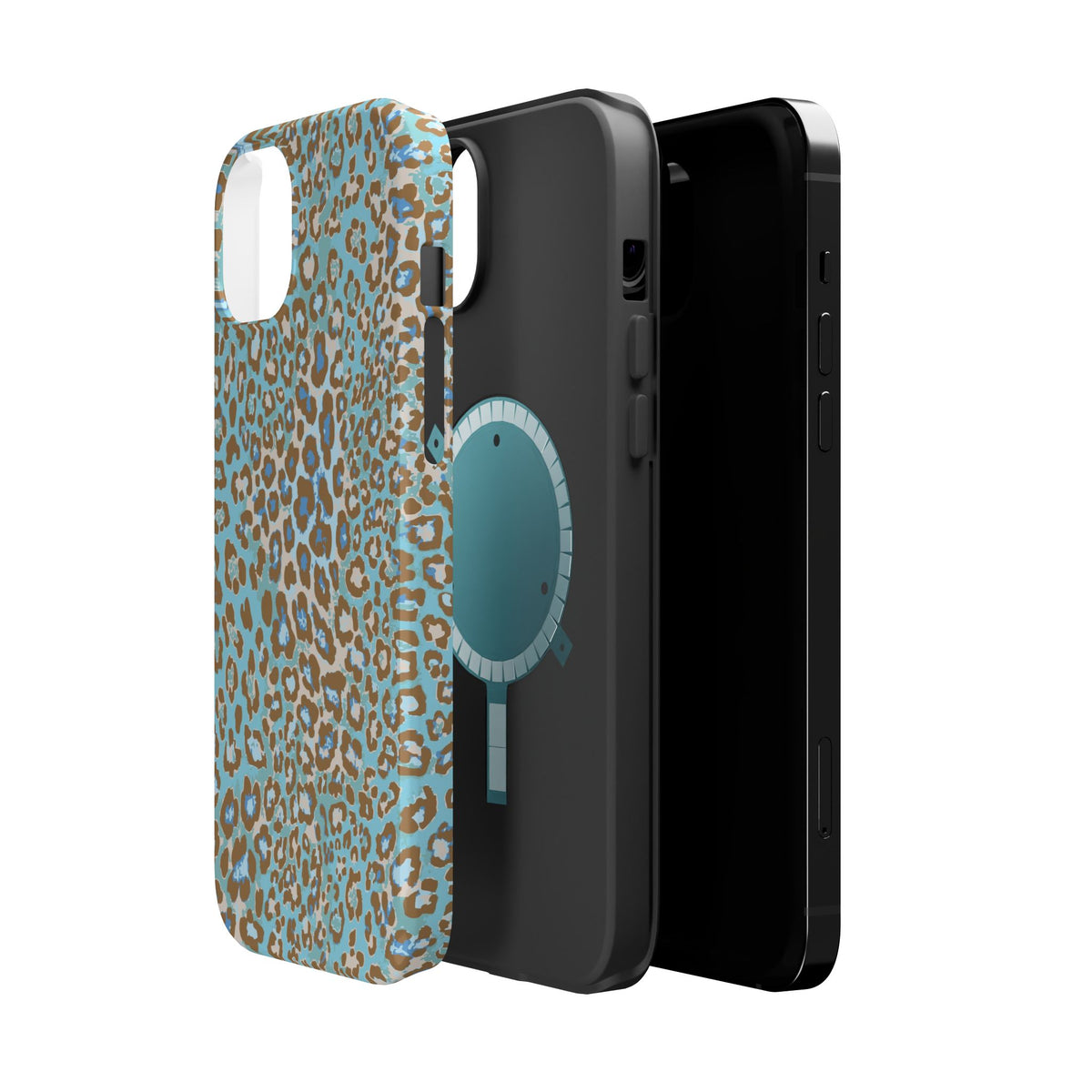 Faded Blue Leopard MagSafe Tough iPhone Case