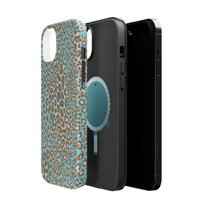 Faded Blue Leopard MagSafe Tough iPhone Case