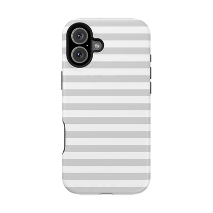 White and Grey Stripes MagSafe Tough iPhone Case