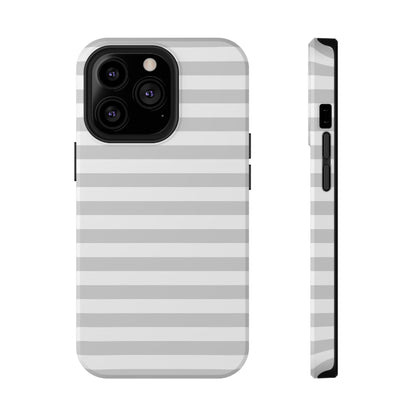 White and Grey Stripes MagSafe Tough iPhone Case