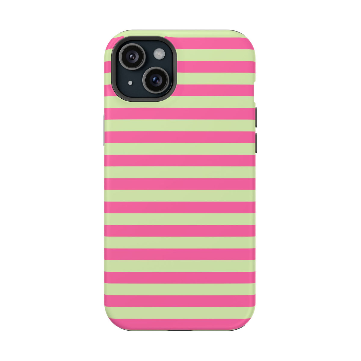 Pink and Green Stripes Tough iPhone Case