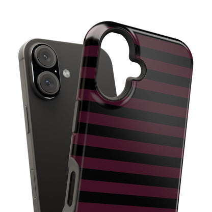 Burgundy and Black Stripes MagSafe Tough iPhone Case