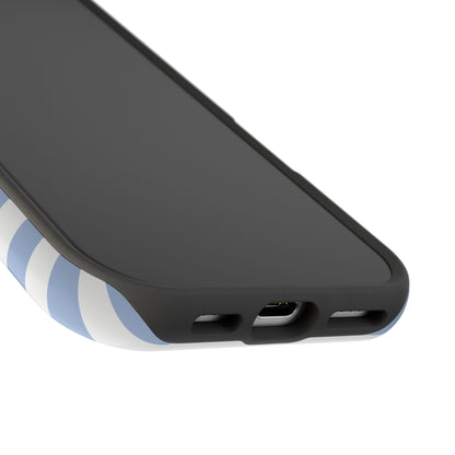 White and Blue Stripes MagSafe Tough iPhone Case