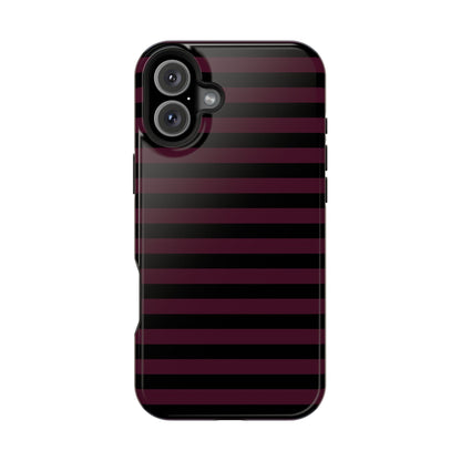 Burgundy and Black Stripes MagSafe Tough iPhone Case