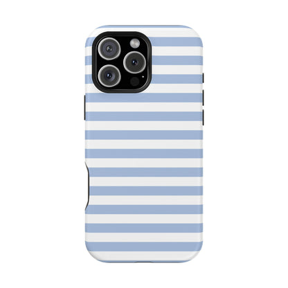 White and Blue Stripes MagSafe Tough iPhone Case