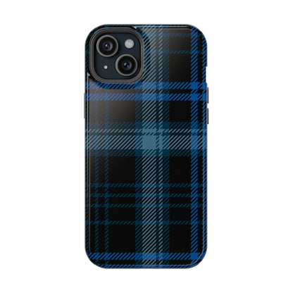Blue Plaid MagSafe Tough iPhone Case