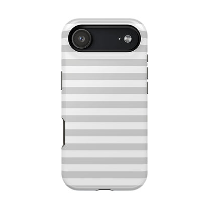 White and Grey Stripes MagSafe Tough iPhone Case