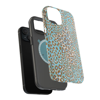 Faded Blue Leopard MagSafe Tough iPhone Case
