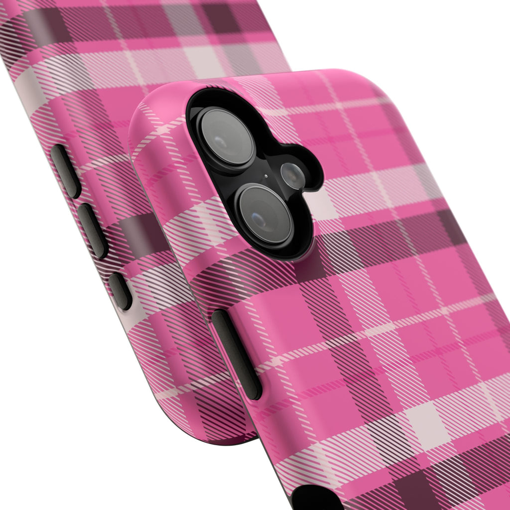 Pink Plaid Tough iPhone Case