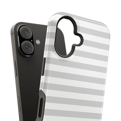 White and Grey Stripes MagSafe Tough iPhone Case