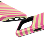 Yellow and Pink Stripes Tough iPhone Case