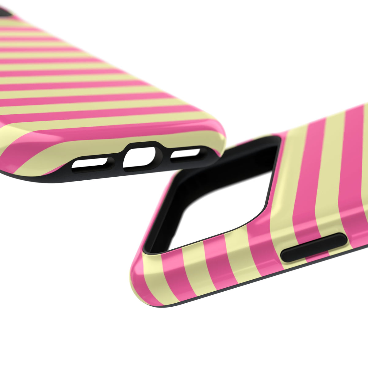Yellow and Pink Stripes Tough iPhone Case
