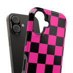 Pink Grid Tough iPhone Case