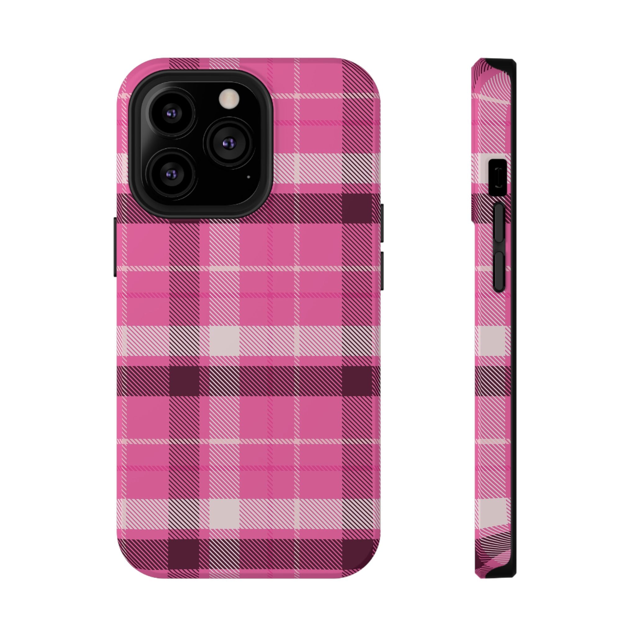 Pink Plaid Tough iPhone Case