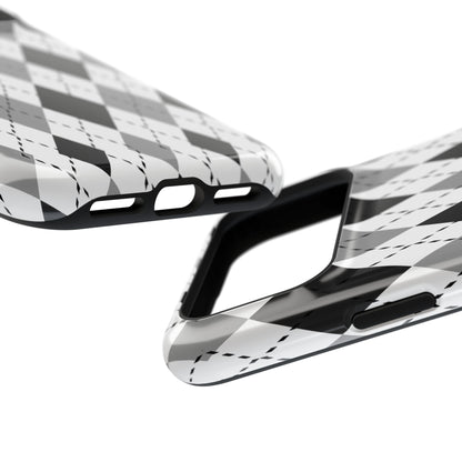 Monochrome Argyle MagSafe Tough iPhone Case