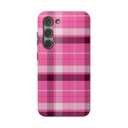 Pink Plaid Tough Samsung Case
