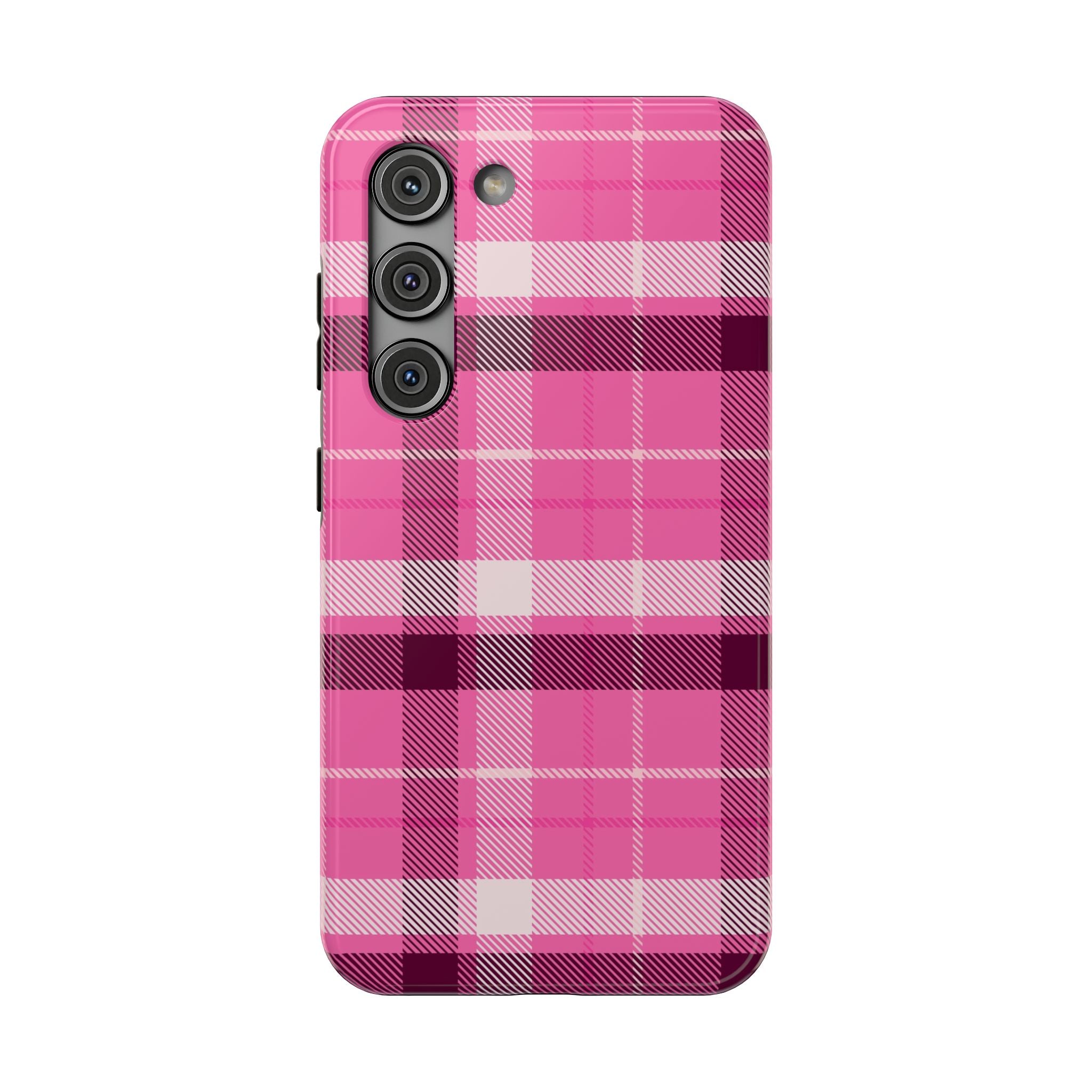 Pink Plaid Tough Samsung Case