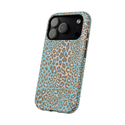 Faded Blue Leopard MagSafe Tough iPhone Case