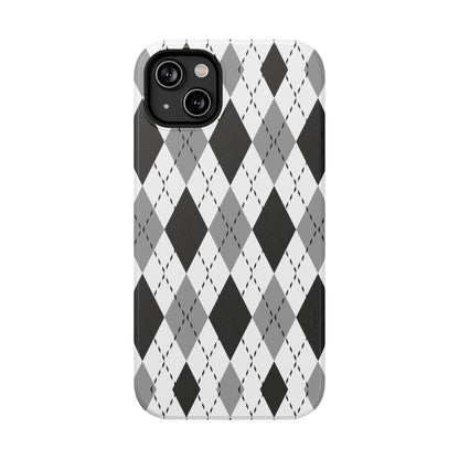 Monochrome Argyle MagSafe Tough iPhone Case