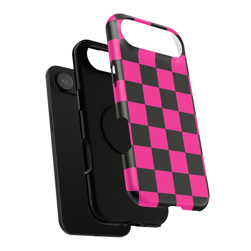 Pink Grid Tough iPhone Case