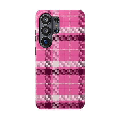 Pink Plaid Tough Samsung Case