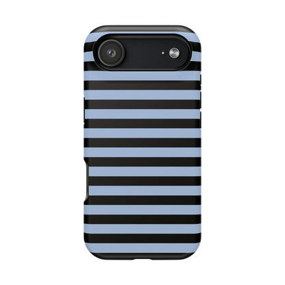 Faded Blue and Black Stripes MagSafe Tough iPhone Case