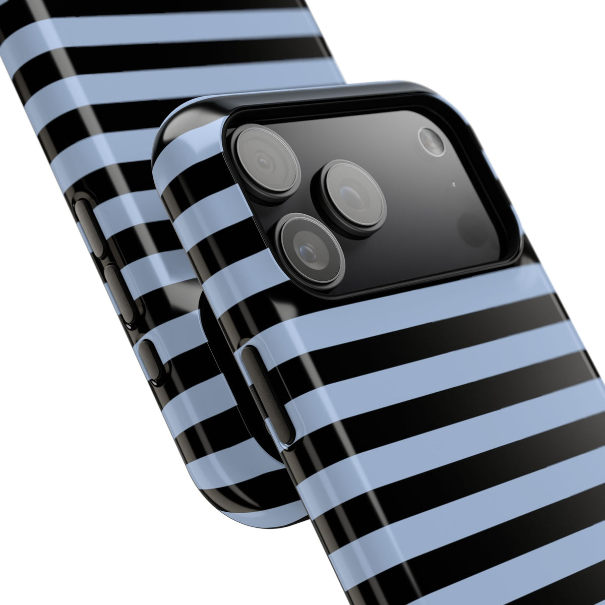 Faded Blue and Black Stripes MagSafe Tough iPhone Case