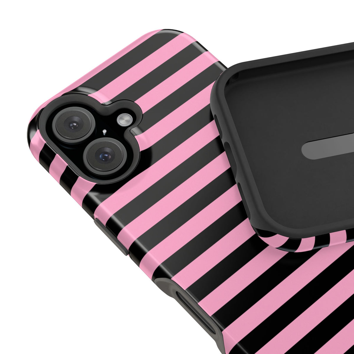 Light Pink and Black Stripes Tough iPhone Case