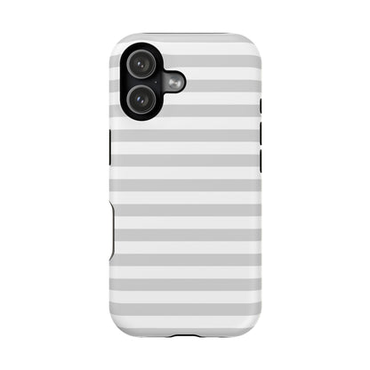 White and Grey Stripes MagSafe Tough iPhone Case