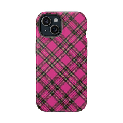 Pink Tartan MagSafe Tough iPhone Case