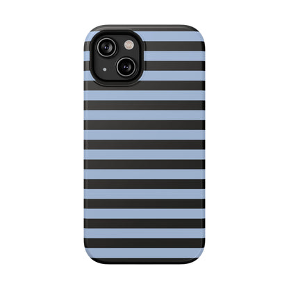 Faded Blue and Black Stripes MagSafe Tough iPhone Case