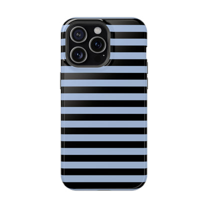 Faded Blue and Black Stripes MagSafe Tough iPhone Case