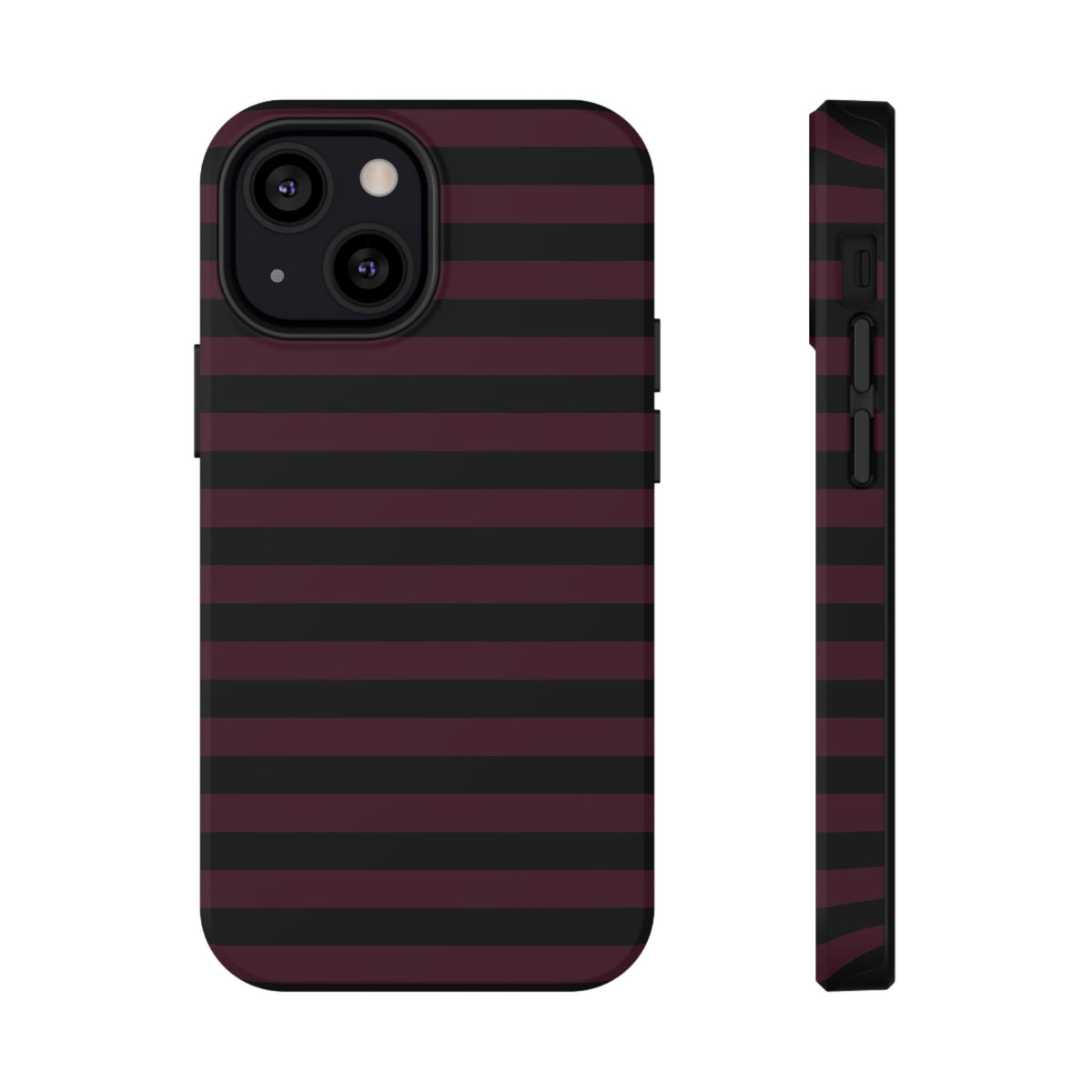 Burgundy and Black Stripes MagSafe Tough iPhone Case