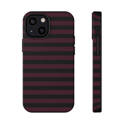 Burgundy and Black Stripes MagSafe Tough iPhone Case