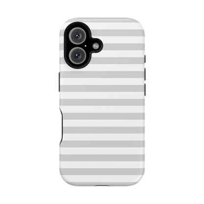 White and Grey Stripes MagSafe Tough iPhone Case