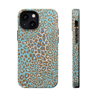 Faded Blue Leopard MagSafe Tough iPhone Case
