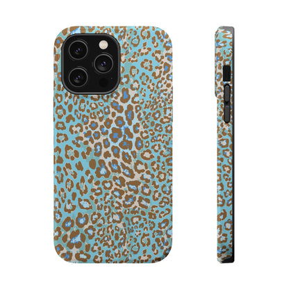 Faded Blue Leopard MagSafe Tough iPhone Case