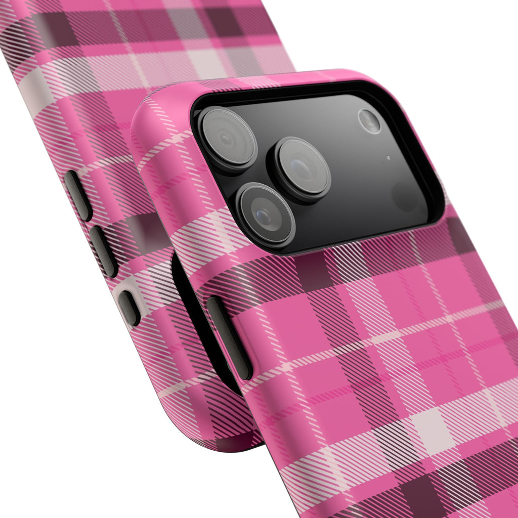 Pink Plaid Tough iPhone Case