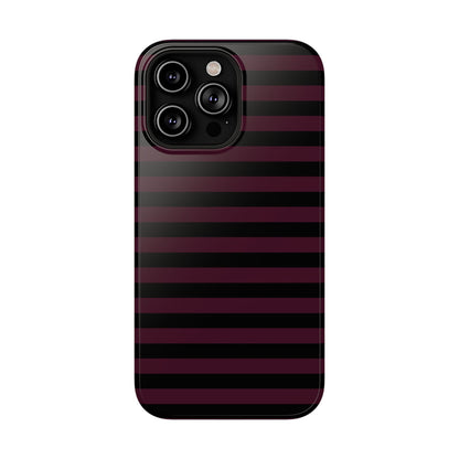 Burgundy and Black Stripes MagSafe Tough iPhone Case