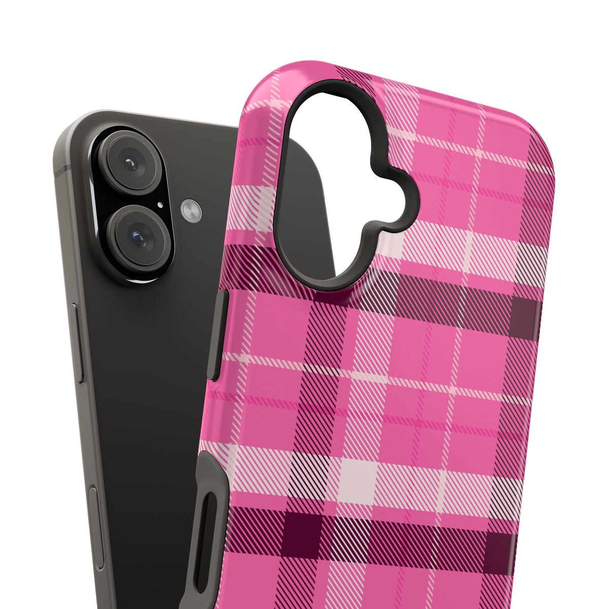 Pink Plaid MagSafe Tough iPhone Case