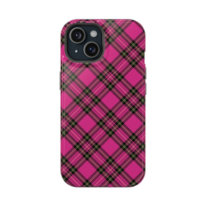 Pink Tartan MagSafe Tough iPhone Case