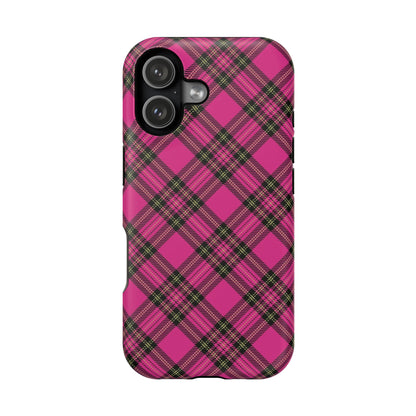Pink Tartan MagSafe Tough iPhone Case